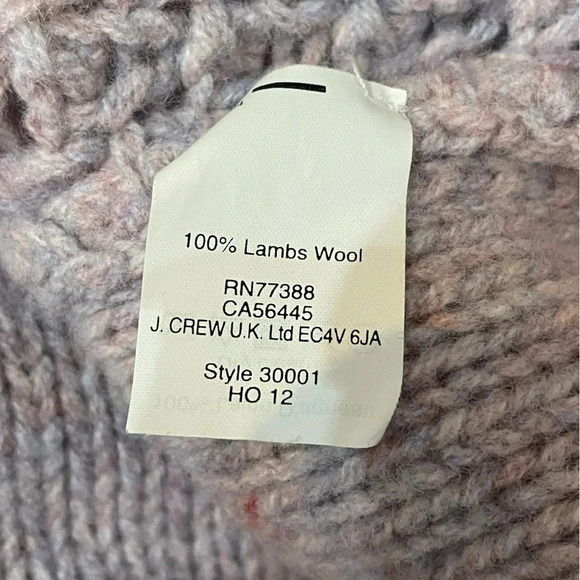 J. Crew Sweater Women's Medium Lilac‎ Lambs Wool Hand Chunky Knit Rib Trim - Picture 5 of 6